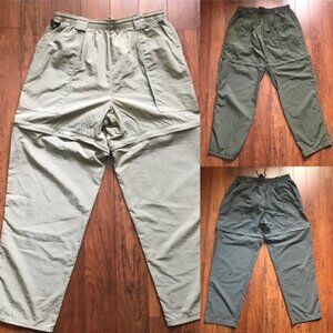 3 World Wide Sportsman Fishing Convertible Pants Men's Sz L Large Gray Green/Tan